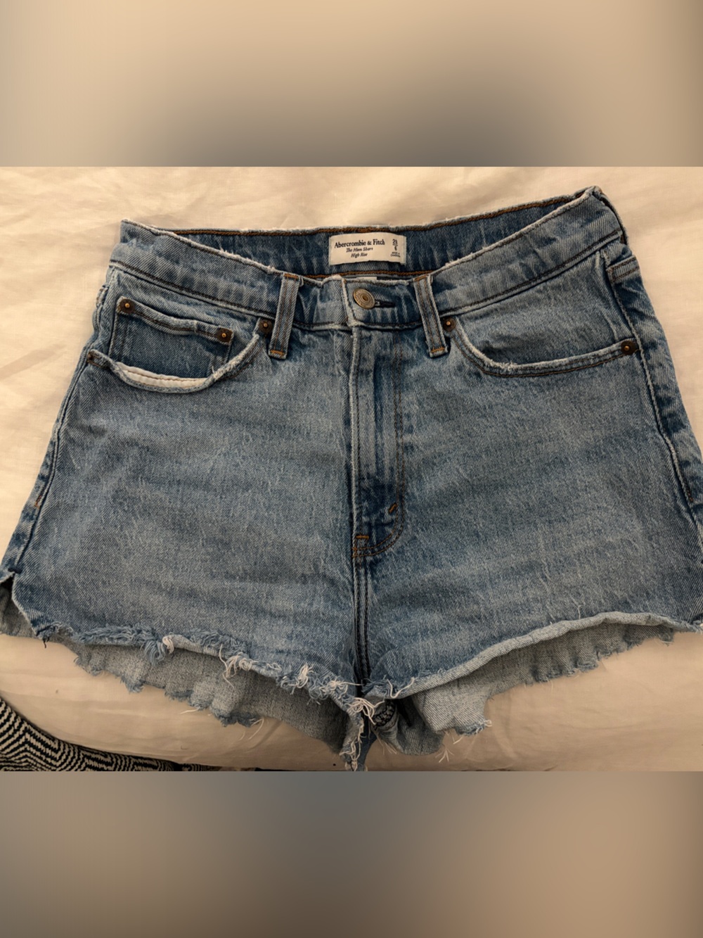 Abercrombie & Fitch Light Blue Frayed Hem Denim Shorts